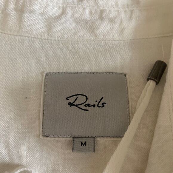 Rails Dress Womens M Medium Multi Linen Blend Rocky Stripe Lace Up Short Sleeve - Picture 8 of 11